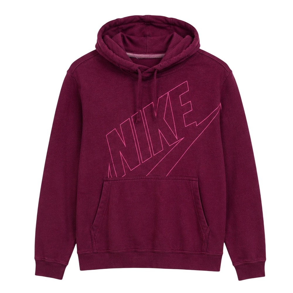 Nike Womens Burgundy Maroon Graphic Logo Fleece Hoodie Pullover RN56323